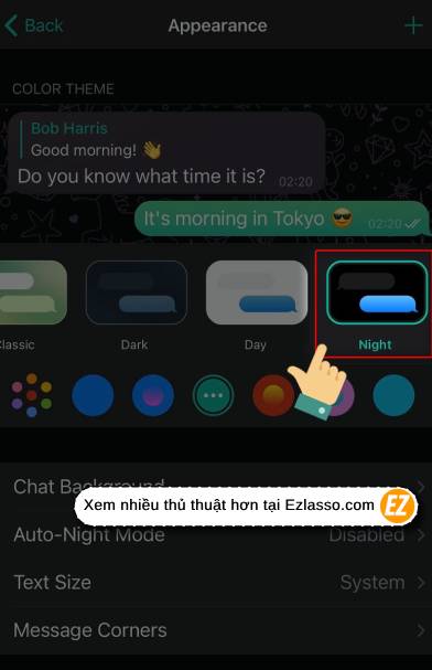 Bật Dark Mode telegram - bật chế độ ban đêm tự động