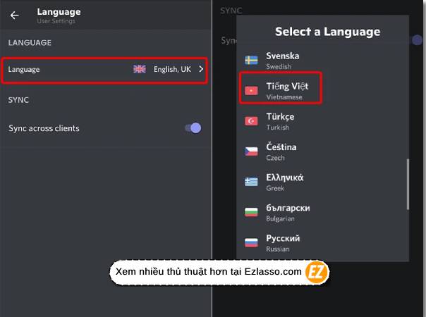 đổi ngôn ngữ Discord sang tiếng Việt