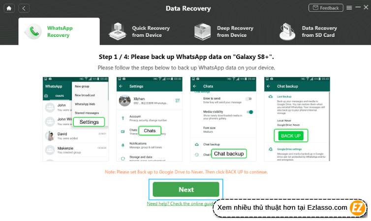 khôi phục tin nhắn trên WhatsApp