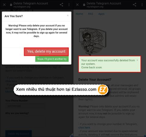 Cách Xóa Tài Khoản Telegram